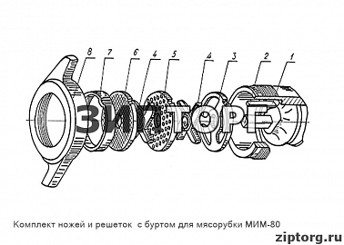 Комплект ножей и решеток  с буртом для мясорубки МИМ-80